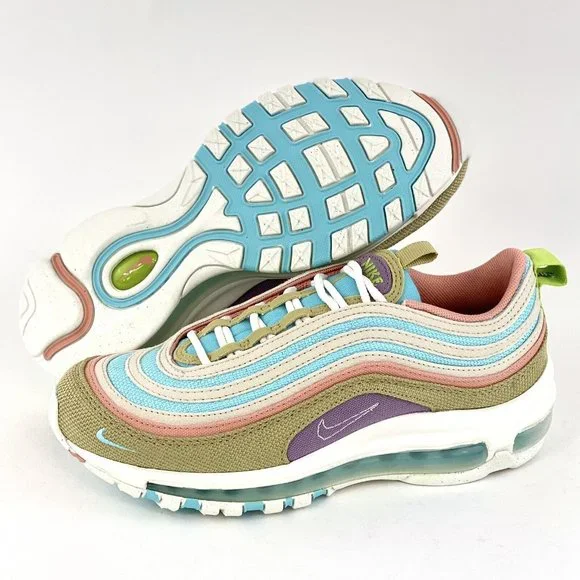 Nike Air Max 97 SE Sun Club Womens Sneakers Shoes Blue White Pink Tan DQ4126 400 - Picture 2 of 12
